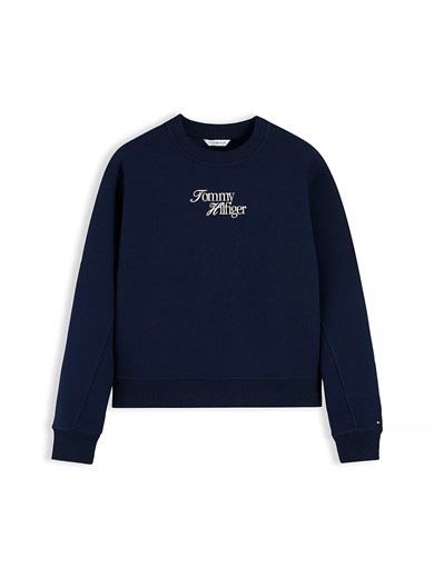 Tommy Hilfiger Kadın Regular Fit Bisiklet Yaka Uzun Kollu Lacivert Sweatshirt WW0WW51598-C1G