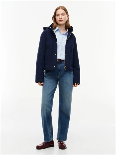 Tommy Hilfiger Kadın Regular Fit Kapüşonlu Yaka Uzun Kollu Lacivert Ceket WW0WW51512-C1G