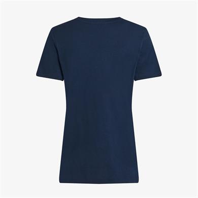 Tommy Hilfiger Kadın Saf Pamuklu Yuvarlak Yaka Göğüste Logolu Kısa Kollu Lacivert Bluz WW0WW40276-C1G