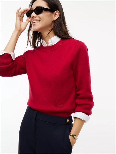Tommy Hilfiger Kadın Slim Fit Bisiklet Yaka Uzun Kollu Kırmızı Kazak WW0WW52298-XKC
