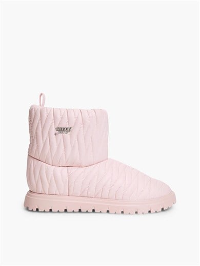 Tommy Hilfiger Kadın Su İtici Kapitoneli İçi Sıcak Astarlı Metal Logolu Pembe Bot & Bootie EN0EN03162-TH1