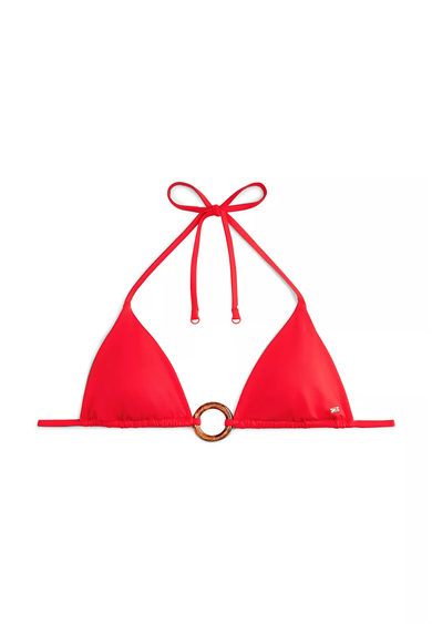 Tommy Hilfiger Kadın Suni Kaplumbağa Kabuğu Desenli Halkadan Metalik Detaylı Turuncu Bikini Üstü UW0UW06387-SNE