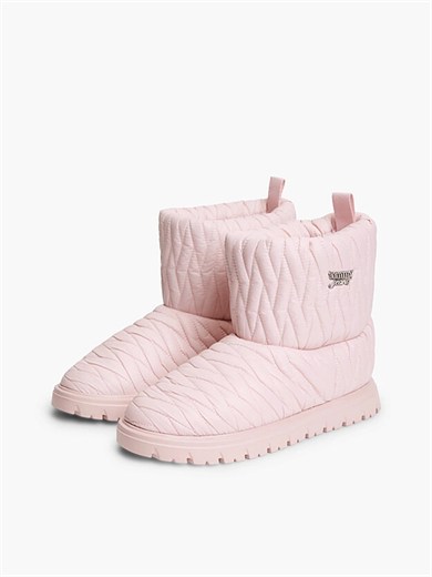 Tommy Hilfiger Kadın Su İtici Kapitoneli İçi Sıcak Astarlı Metal Logolu Pembe Bot & Bootie EN0EN03162-TH1