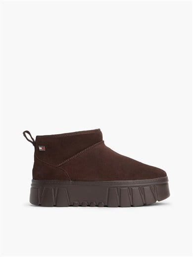 Tommy Hilfiger Kadın Süet Yüzey İçi Sıcak Astarlı Platform Tabanlı Logo Plakalı Kahverengi Bot & Bootie EN0EN03158-GT3