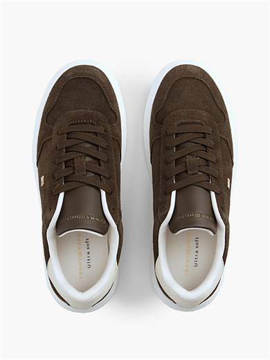 Tommy Hilfiger Kadın Süet Yüzey Hafif Tabanlı Logolu Kahverengi Sneaker FW0FW09593-0HJ