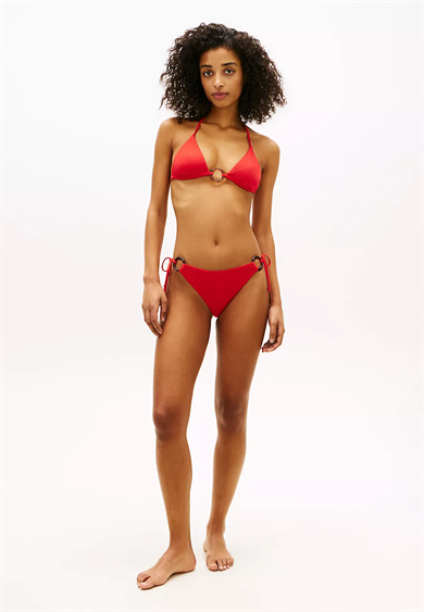 Tommy Hilfiger Kadın Suni Kaplumbağa Kabuğu Desenli Halkadan Metalik Detaylı Turuncu Bikini Üstü UW0UW06387-SNE