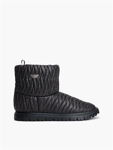 Tommy Hilfiger Kadın Su İtici Kapitoneli İçi Sıcak Astarlı Metal Logolu Siyah Bot & Bootie EN0EN03162-BDS
