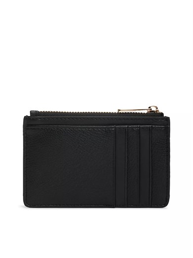 Tommy Hilfiger Kadın TH Monogram Logolu Fermuarlı Ekstra Kartlık Bölmeli Siyah Cüzdan AW0AW18867-BDS