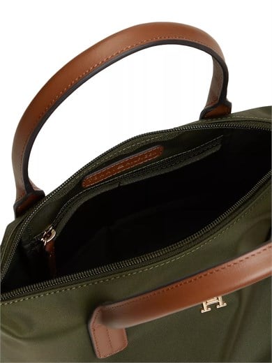Tommy Hilfiger Kadın TH Monogram Logolu Fermuarlı Kısa Askılı Yeşil Çanta AW0AW17709-MRZ