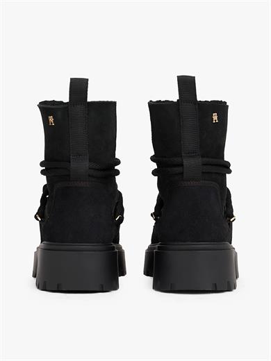 Tommy Hilfiger Kadın Yumuşak Dolgulu İç Kısım Süet Dış Yüzey Yüksek Tabanlı Kar Siyah Bot & Bootie FW0FW08996-BDS