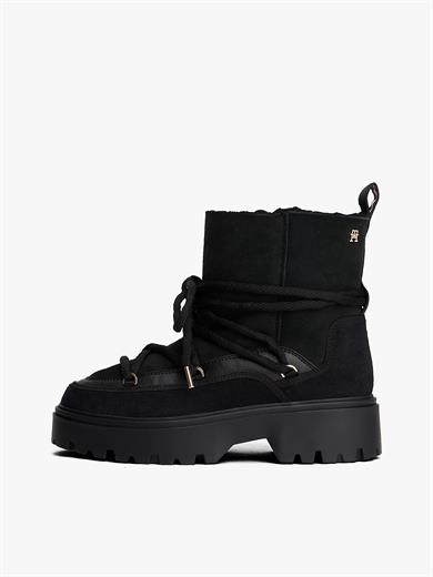 Tommy Hilfiger Kadın Yumuşak Dolgulu İç Kısım Süet Dış Yüzey Yüksek Tabanlı Kar Siyah Bot & Bootie FW0FW08996-BDS