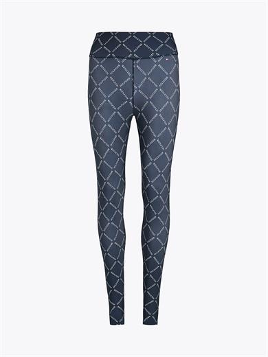 Tommy Hilfiger Kadın Yüksek Bel Slim Fit Beli Lastikli Desenli Mavi Tayt WW0WW41513-0GZ