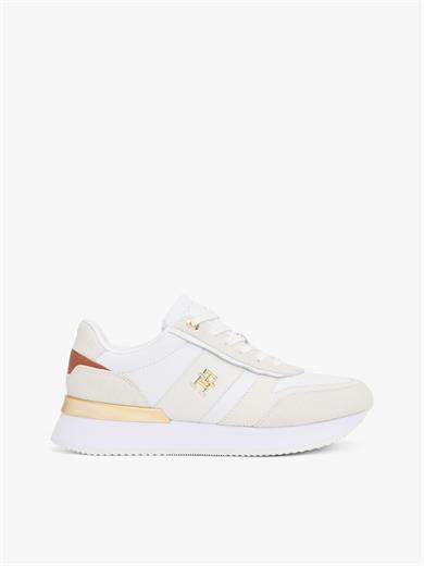 Tommy Hilfiger Kadın Yuvarlak Hafif Sert Burun Yumuşak Kalın Taban Ekru Sneaker FW0FW08475-YBL
