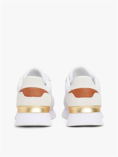 Tommy Hilfiger Kadın Yuvarlak Hafif Sert Burun Yumuşak Kalın Taban Ekru Sneaker FW0FW08475-YBL