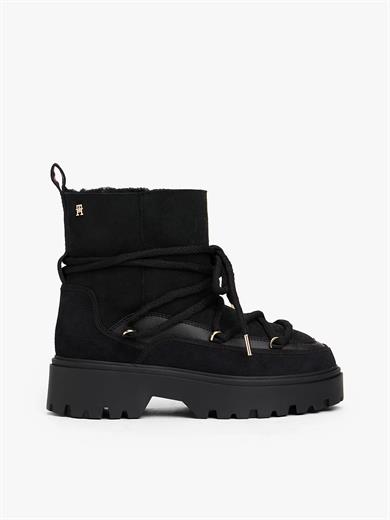 Tommy Hilfiger Kadın Yumuşak Dolgulu İç Kısım Süet Dış Yüzey Yüksek Tabanlı Kar Siyah Bot & Bootie FW0FW08996-BDS