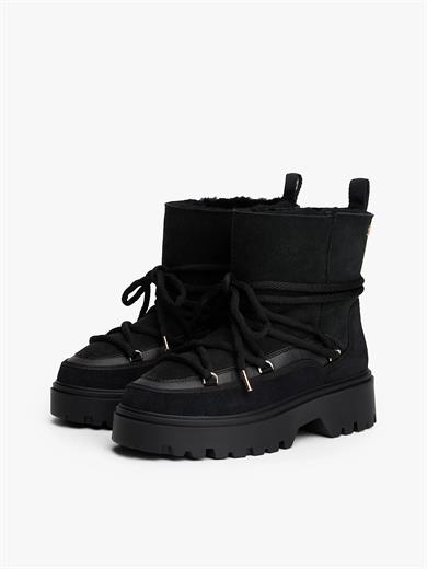 Tommy Hilfiger Kadın Yumuşak Dolgulu İç Kısım Süet Dış Yüzey Yüksek Tabanlı Kar Siyah Bot & Bootie FW0FW08996-BDS