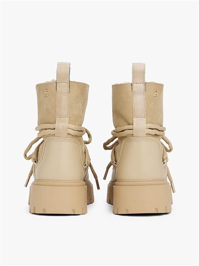 Tommy Hilfiger Kadın Yumuşak Dolgulu İç Kısım Süet Dış Yüzey Yüksek Tabanlı Kar Bej Bot & Bootie FW0FW08996-ACC