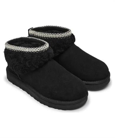 UGG Kadın Bileği Kürk Şık Detaylı Yüksek Taban Siyah Bot & Bootie 1158263-BLACK