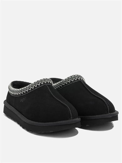 UGG Kadın İşleme Bilek Detaylı İçi Kürklü Süet Siyah Terlik 1174470-BLACK
