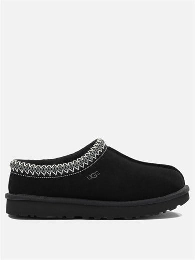 UGG Kadın İşleme Bilek Detaylı İçi Kürklü Süet Siyah Terlik 1174470-BLACK