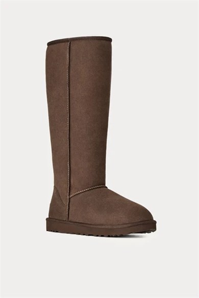 UGG Kadın Süet Dış Yüzeyli İçi Doğal Yünlü Logo Kabartmalı Yüksek Kahverengi Bot & Bootie 1182132-DUSTDCCA