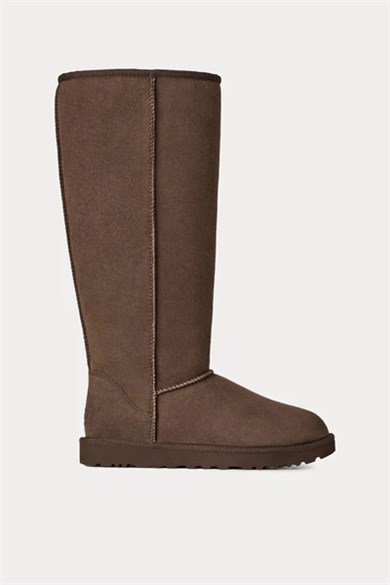 UGG Kadın Süet Dış Yüzeyli İçi Doğal Yünlü Logo Kabartmalı Yüksek Kahverengi Bot & Bootie 1182132-DUSTDCCA