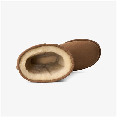 UGG Kadın Süet Dış Yüzeyli İçi Doğal Yünlü Logo Kabartmalı Yüksek Taba Bot & Bootie 1182132-CHESTNUT