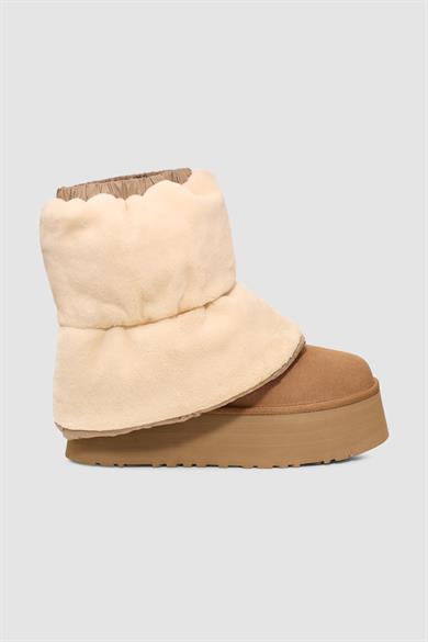UGG Kadın Süet Topuk Dolgu Neopren Gövde Boğaz Kısmı Çorap Geçmeli Taba Bot & Bootie 1158275-TABA