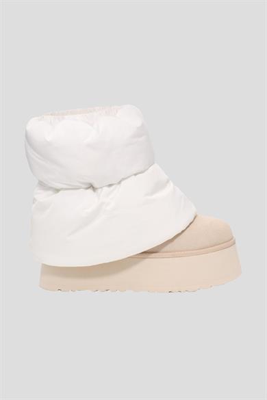 UGG Kadın Süet Topuk Dolgu Neopren Gövde Boğaz Kısmı Çorap Geçmeli Ekru Bot & Bootie 1158275-EKRU