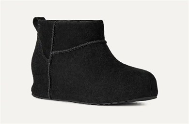 UGG Kadın Süet Yüzey Koyun Postu Astarlı Arka Çekme Kulplu Süet Kaplı Platform Tabanlı Siyah Bot & Bootie 1180412-BLACK