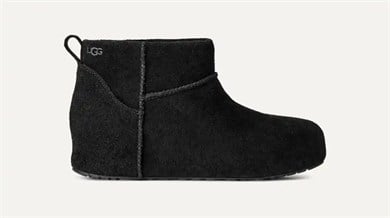UGG Kadın Süet Yüzey Koyun Postu Astarlı Arka Çekme Kulplu Süet Kaplı Platform Tabanlı Siyah Bot & Bootie 1180412-BLACK
