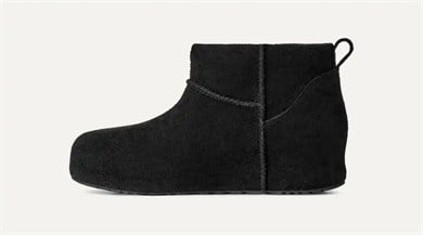 UGG Kadın Süet Yüzey Koyun Postu Astarlı Arka Çekme Kulplu Süet Kaplı Platform Tabanlı Siyah Bot & Bootie 1180412-BLACK