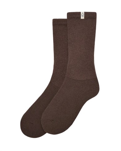 UGG Kadın Uzun Boy Yumuşak Esnek Pamuklu Kumaş Düz Koyu Kahve Çorap 1145335-BURNTCEDAR