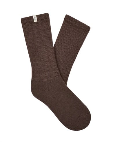 UGG Kadın Uzun Boy Yumuşak Esnek Pamuklu Kumaş Düz Koyu Kahve Çorap 1145335-BURNTCEDAR