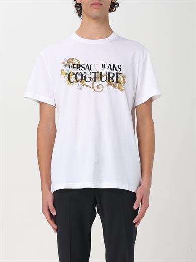 Versace Erkek Bisiklet Yaka Kısa Kol Versace Yazı ve Desenli Beyaz T-Shirt 78GAHC05CJ01C-G03