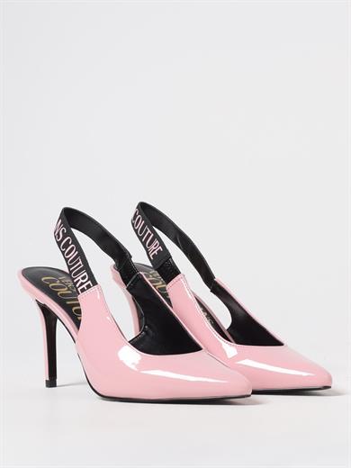 Versace Kadın Elastik Logo Baskılı Sivri Burunlu Pembe Klasik Topuklu Ayakkabı 78VA3S52ZS190-489