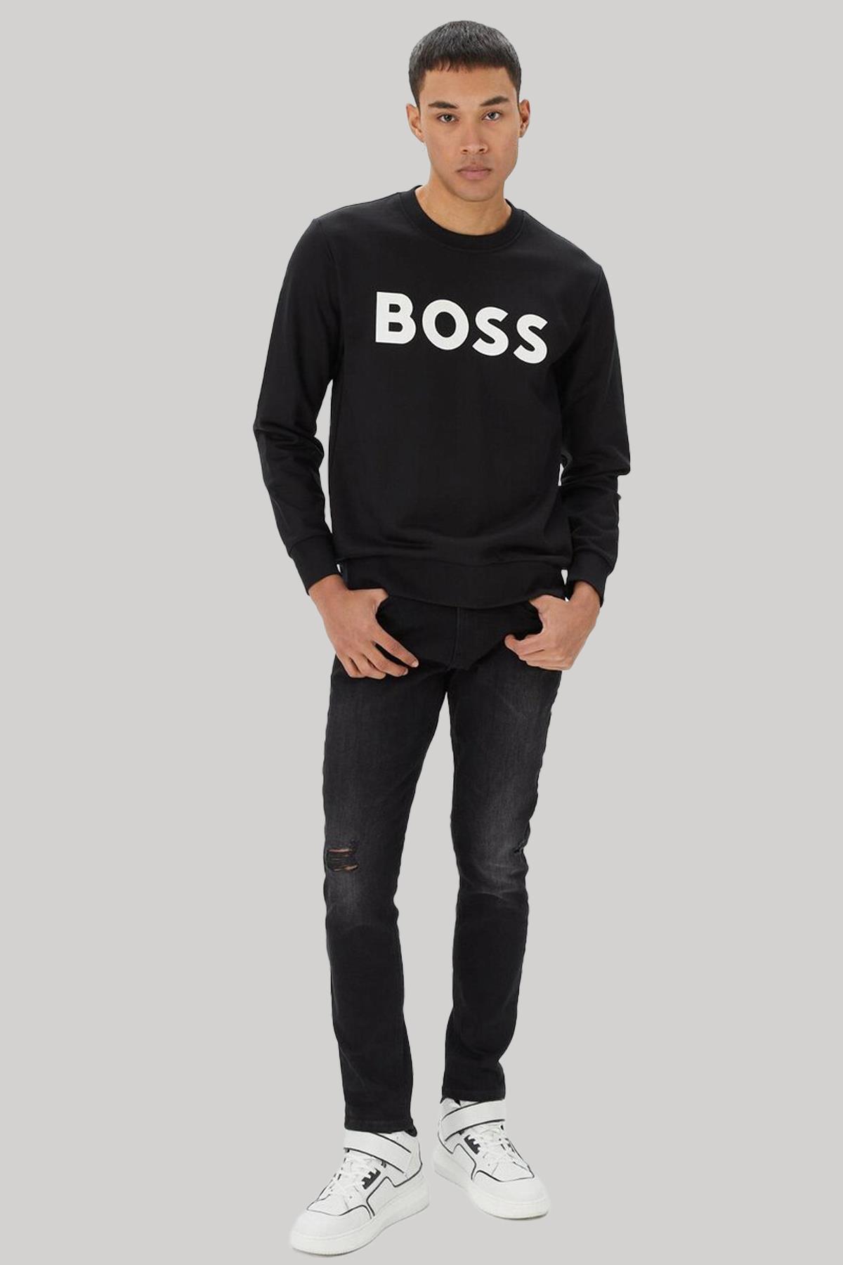 BOSS Erkek Marka Logo Detaylı Regular Fit Uzun Kollu Siyah