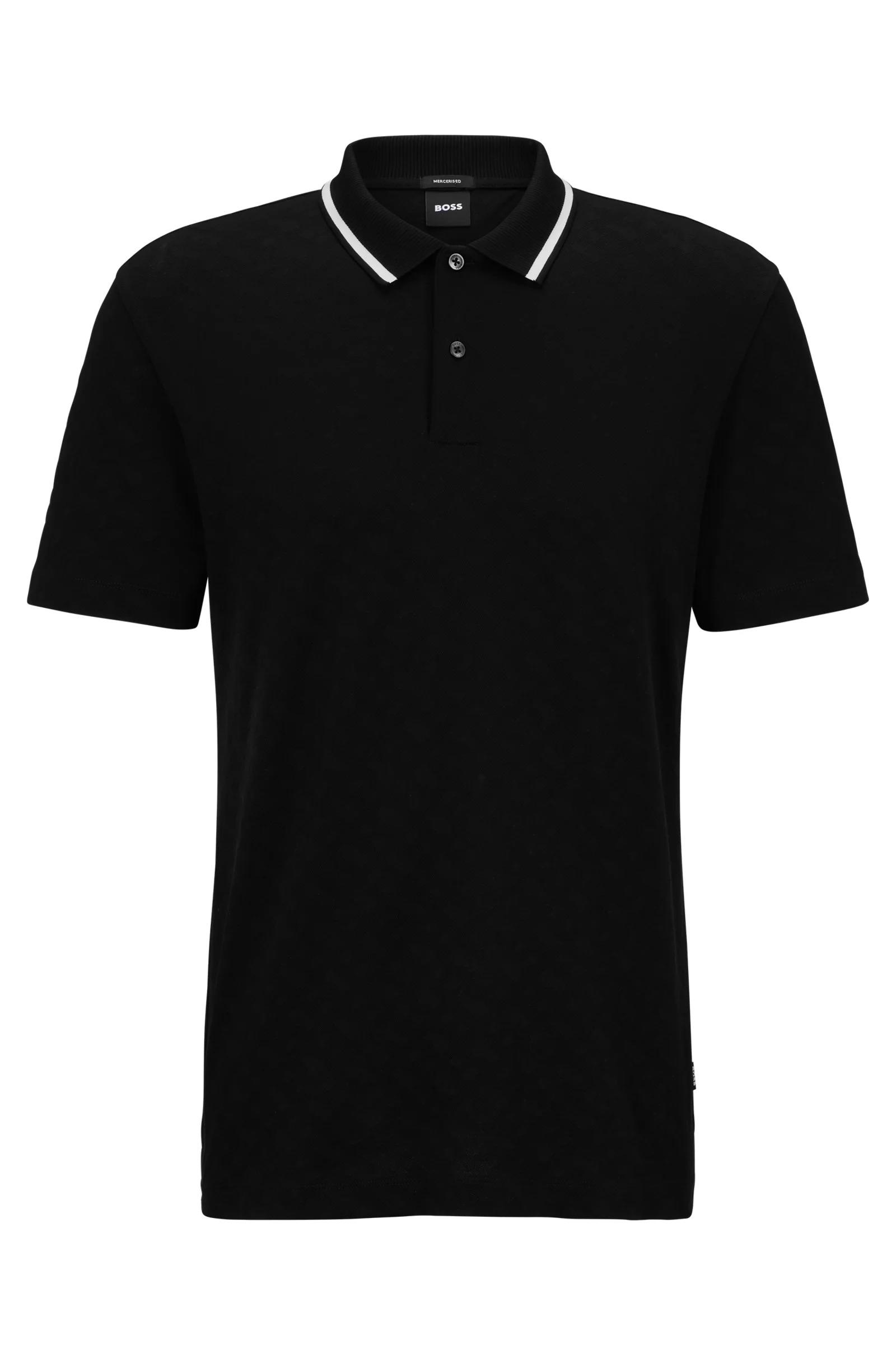BOSS Erkek Marka Logolu Kısa Kollu Polo Yaka Slim Siyah Polo Yaka T-Shirt  50494057-001