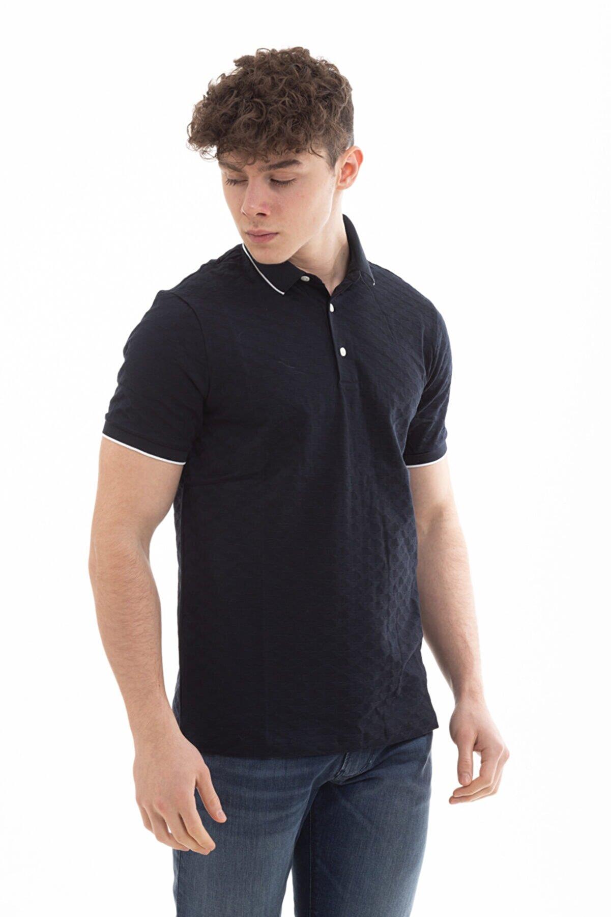 Empor o Armani Erkek 100 Pamuk Jersey Kuma Marka Logolu Lacivert Polo Yaka T Shirt 8N1FP0 1JHWZ 920 8N1FP0 1JHWZ 920