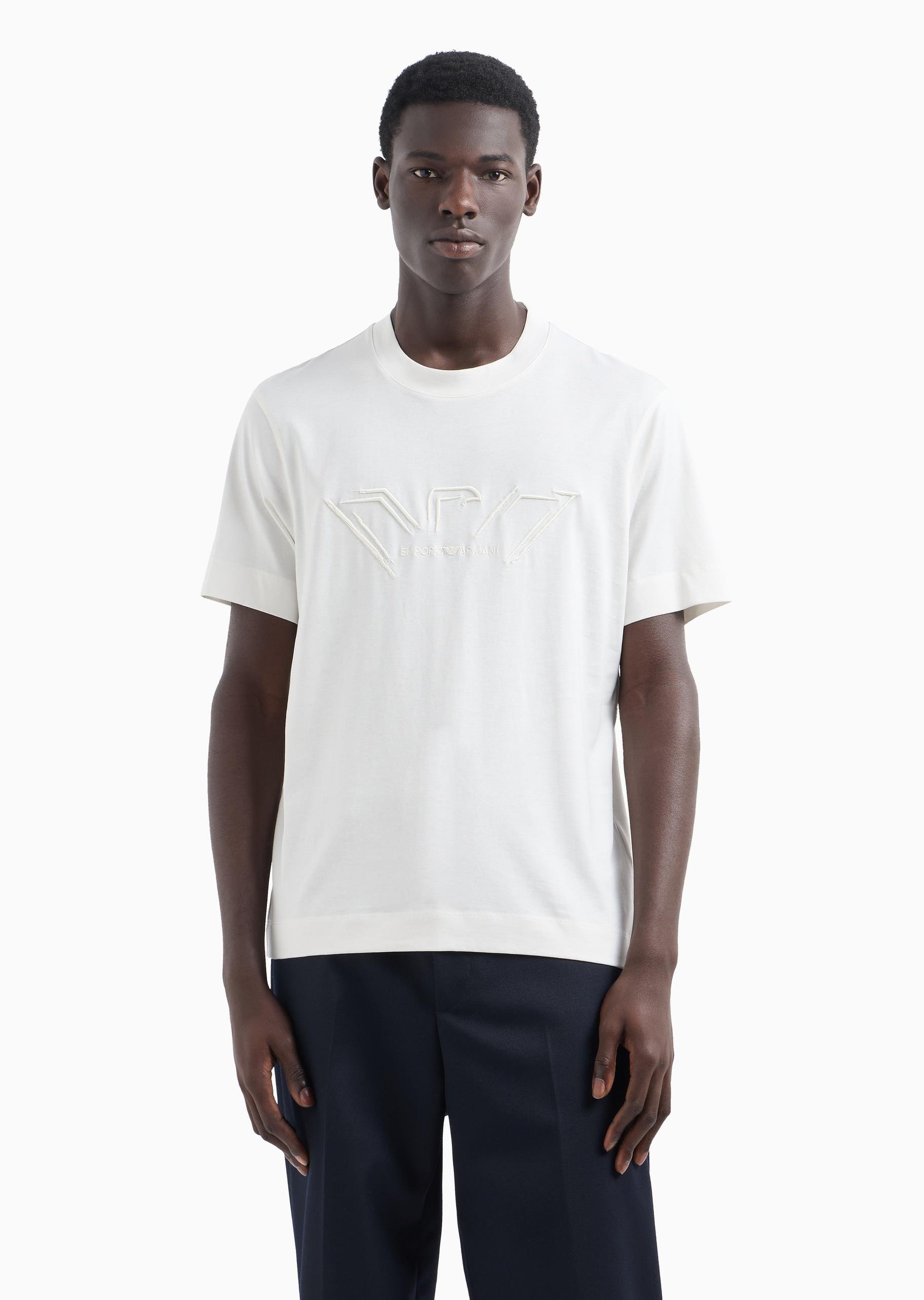 Empor o Armani Erkek Marka Logolu Basic Bisiklet Yaka K sa Kollu Beyaz T Shirt 6D1TQ7 1JOCZ 01C7