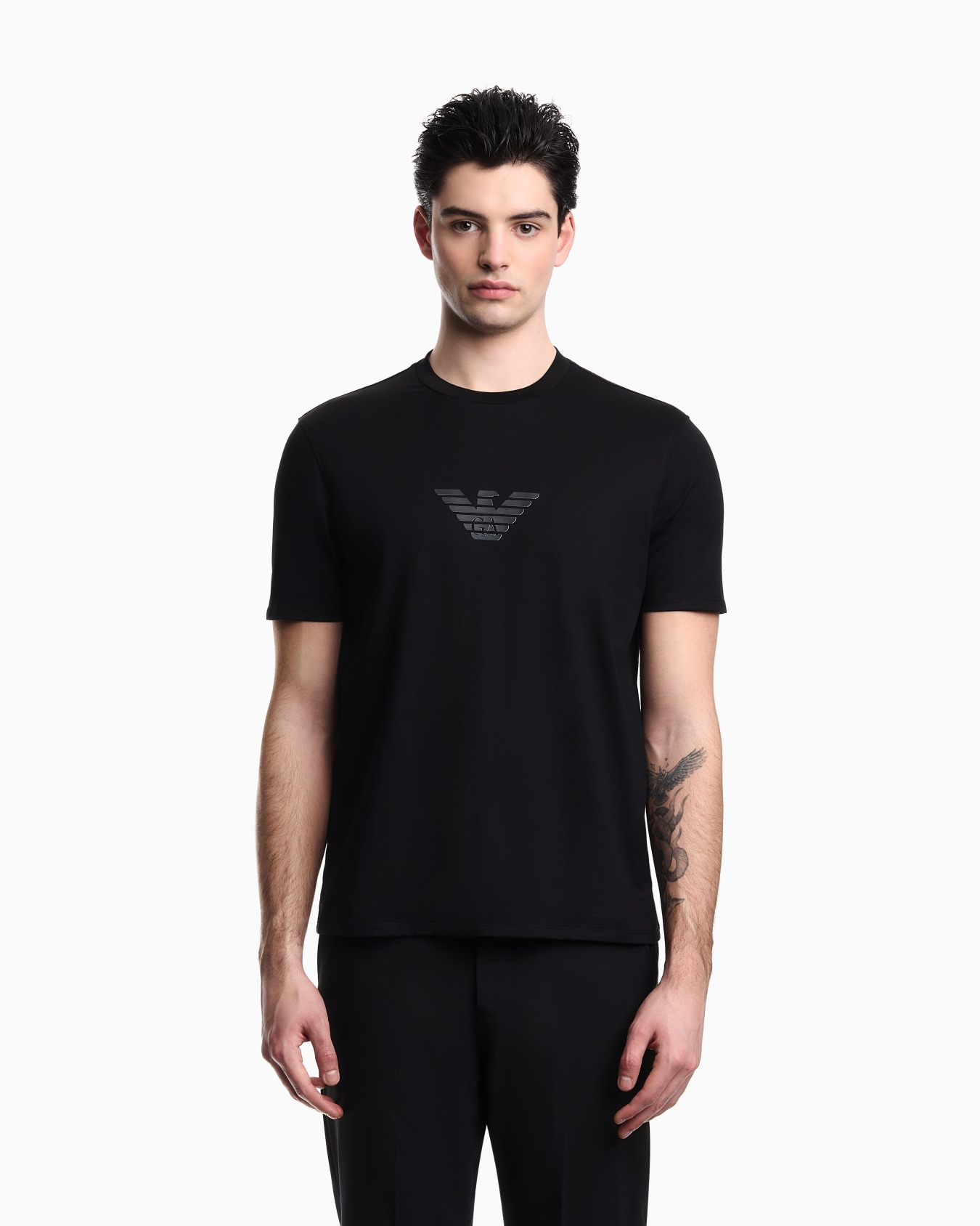 Emporıo Armani Erkek Regular Fit Logo Detaylı Pamuklu Kısa Kollu