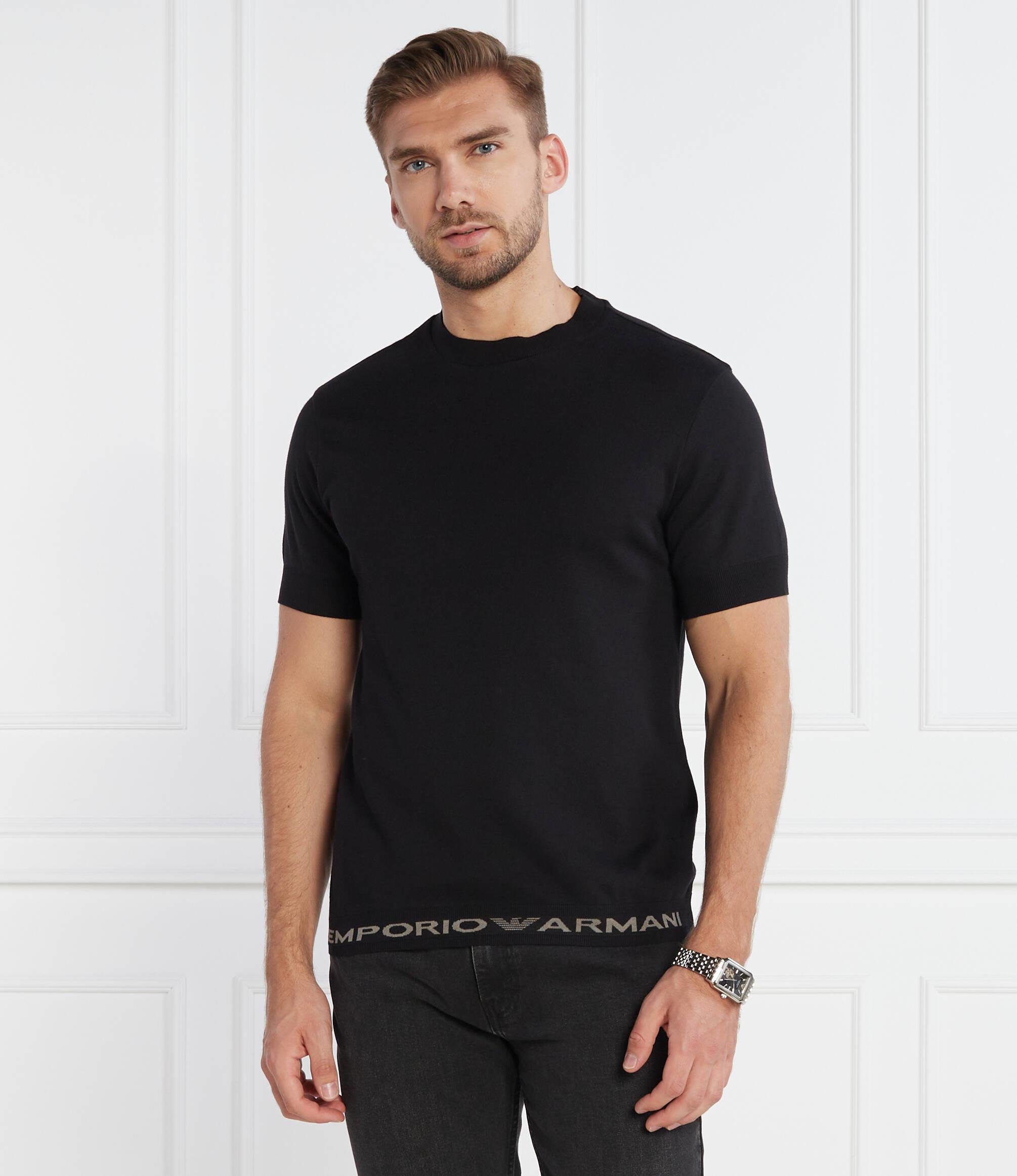 Empor o Armani Erkek slim fit K sa Kollu Logolu Bisiklet Yaka Siyah T Shirt 6R1TEB 1JFIZ 0093