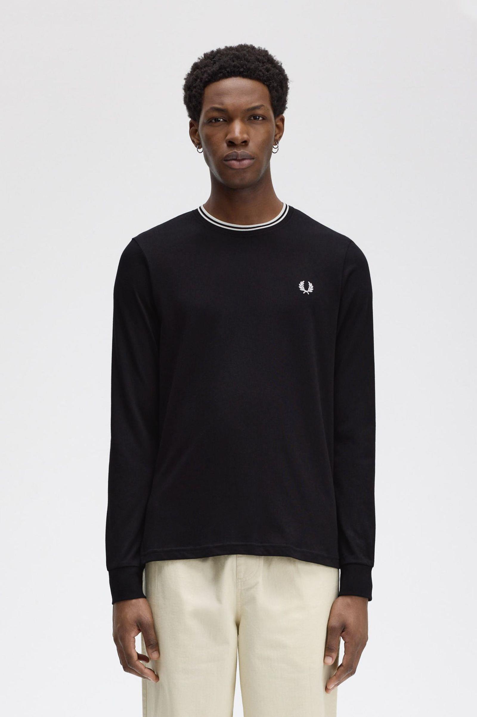 Fred Perry Dokuma Siyah T-Shirt - M9602-102 | Wejaar