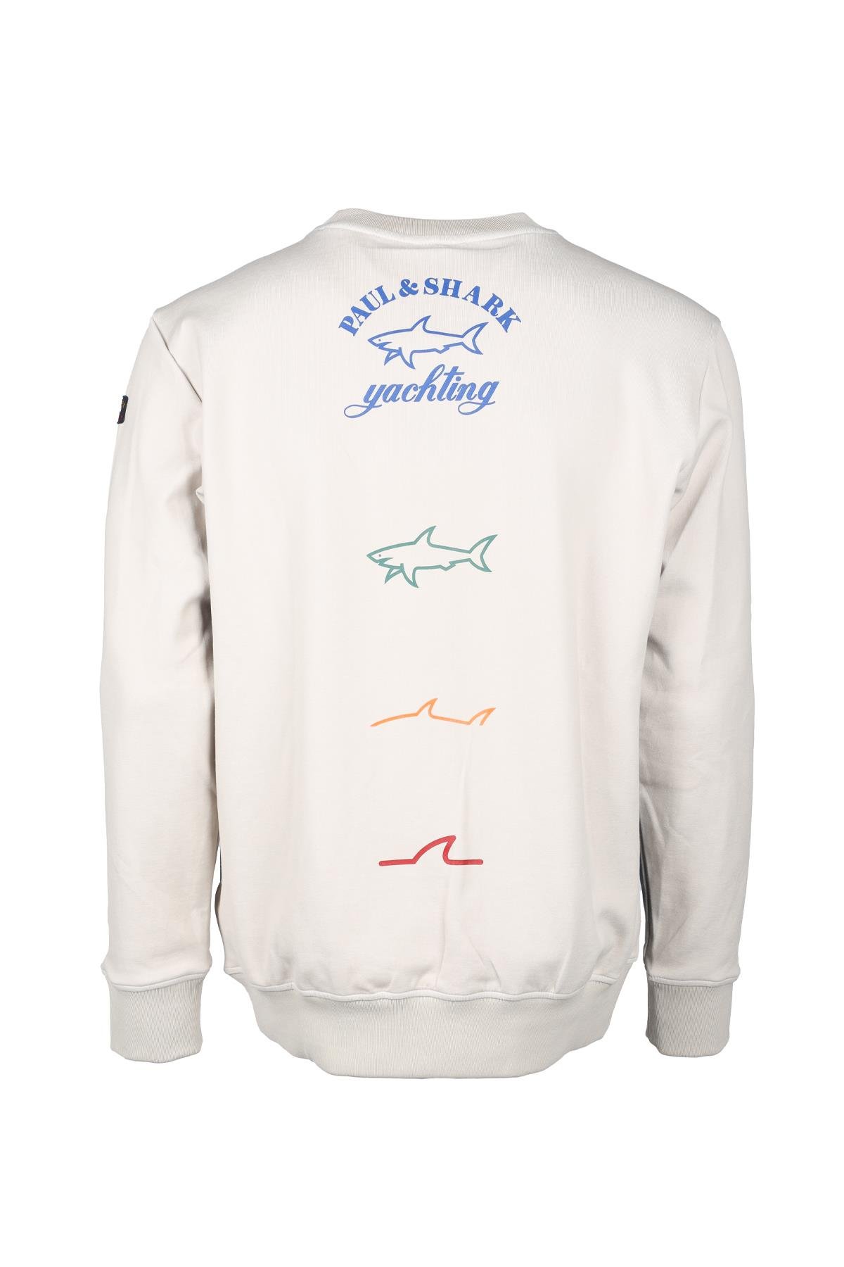 Paul Shark Erkek Marka Logolu Pamuklu Normal Kal p Gunluk Ekru Sweatshirt 13311885 029