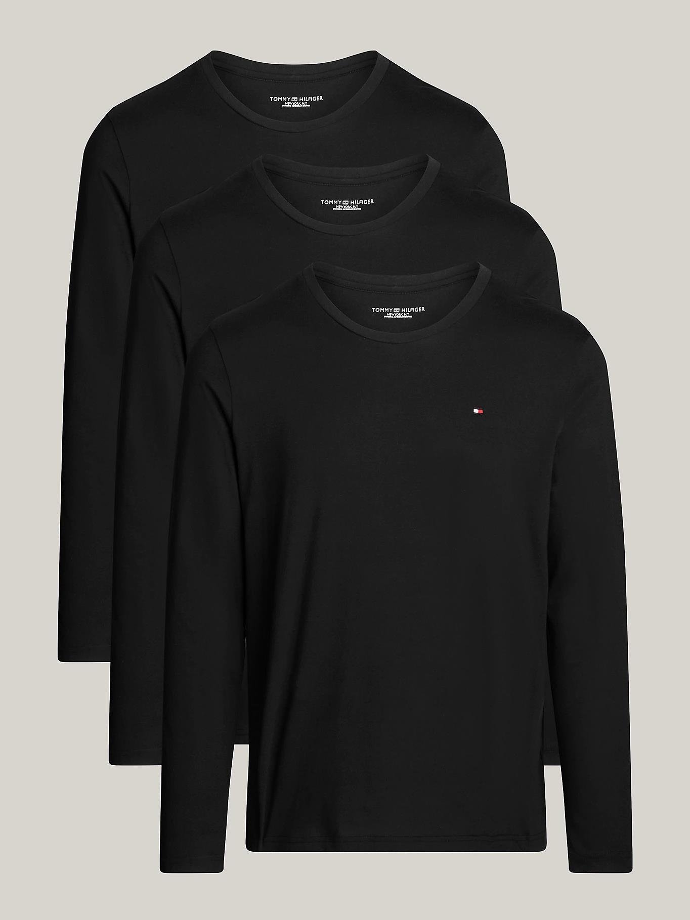 Tommy Hilfiger Erkek 3 lu Paket Uzun Kollu Yuvarlak Yakal Gunluk Kullan m Siyah T Shirt UM0UM03378 0SI