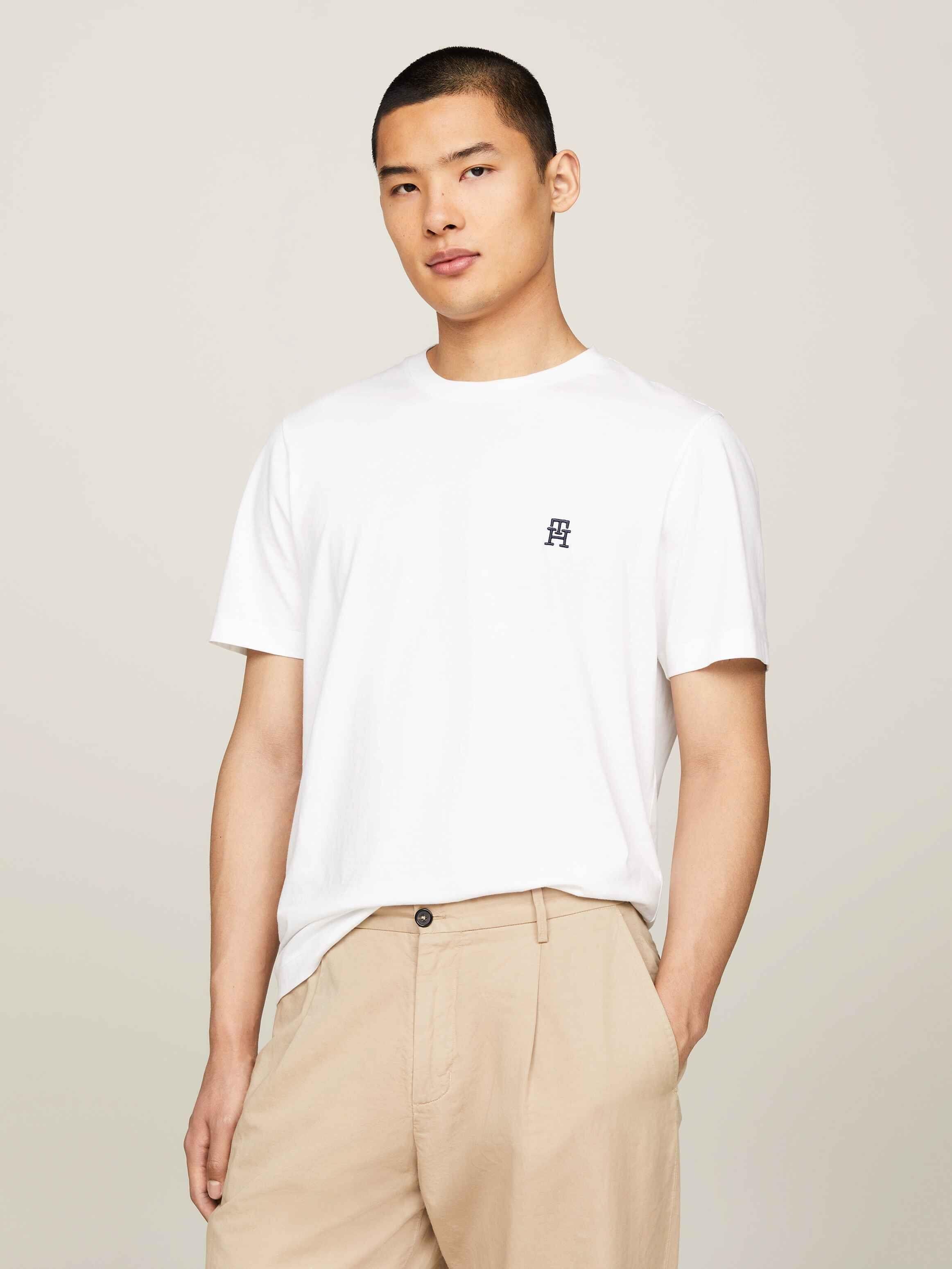 Tommy Hilfiger Erkek Dokuma Kuma K sa Kol Duz Model Beyaz T Shirt MW0MW33987 YBR