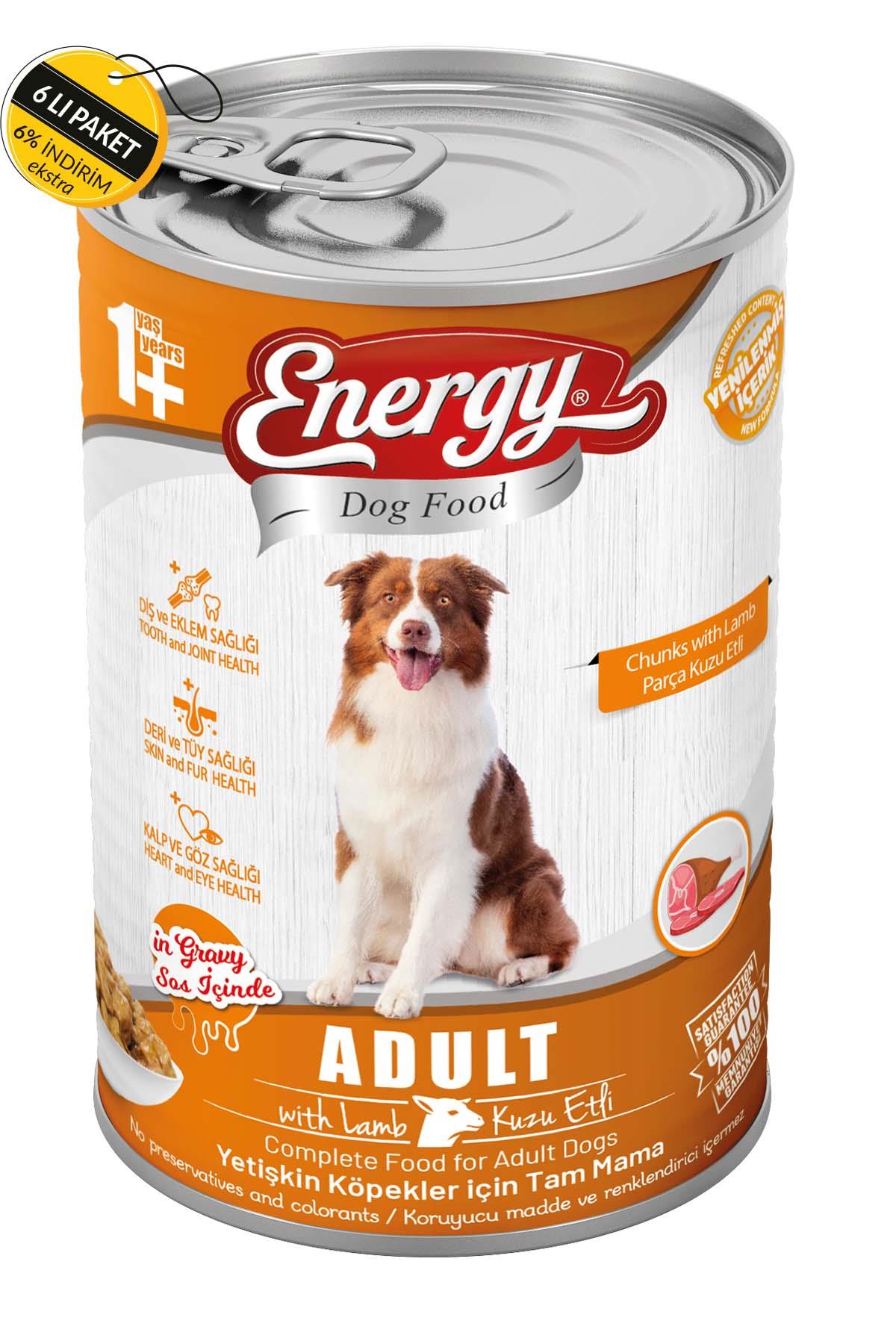 Energy Kuzu Etli Yetişkin Islak Köpek Maması 400 g Özel Koli (6 Adet)