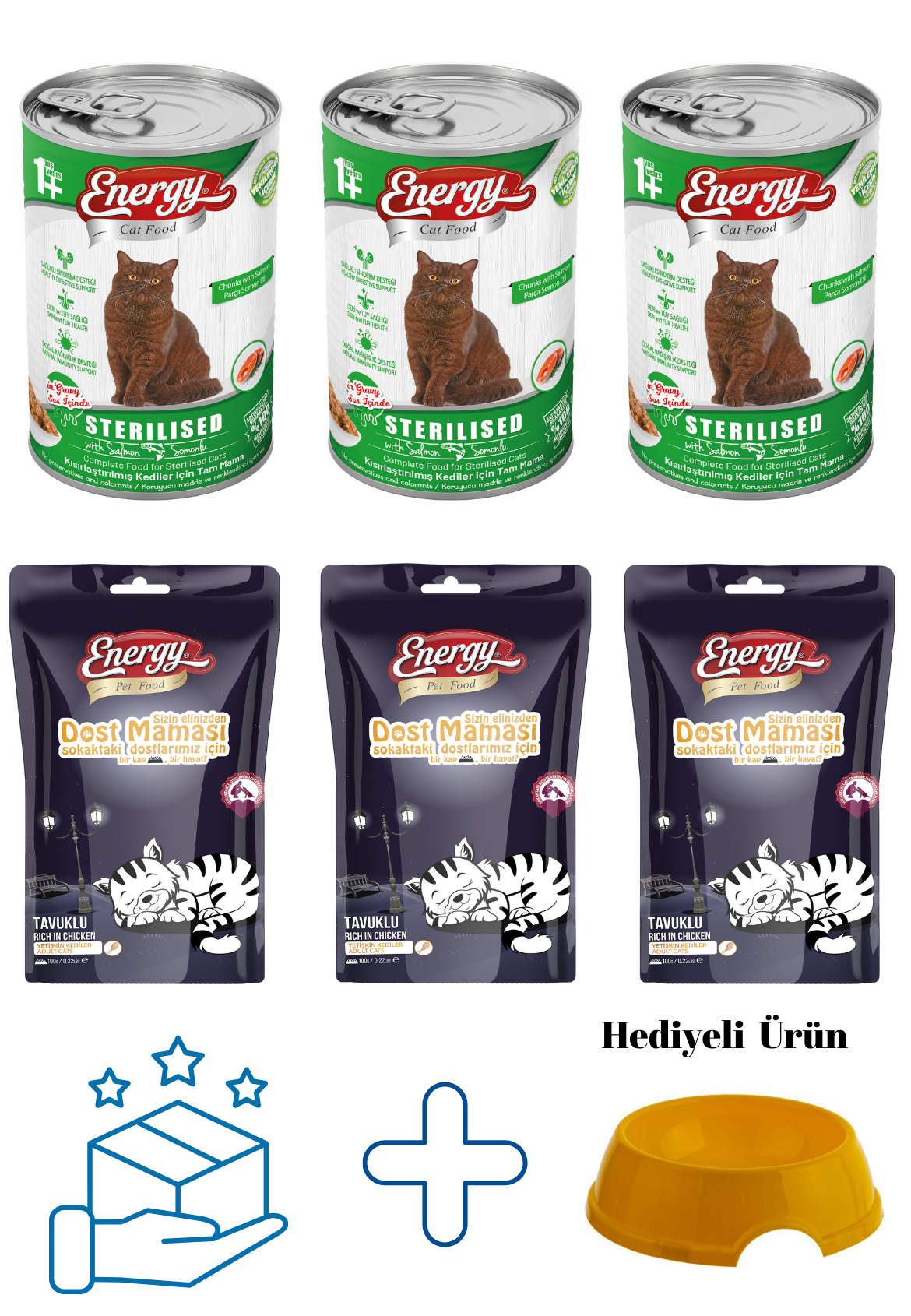 Somonlu Kısırlaştırılmış Yaş Konserve 400 Gr Ve Dostluk Maması 100 - Gr 3'er Adet