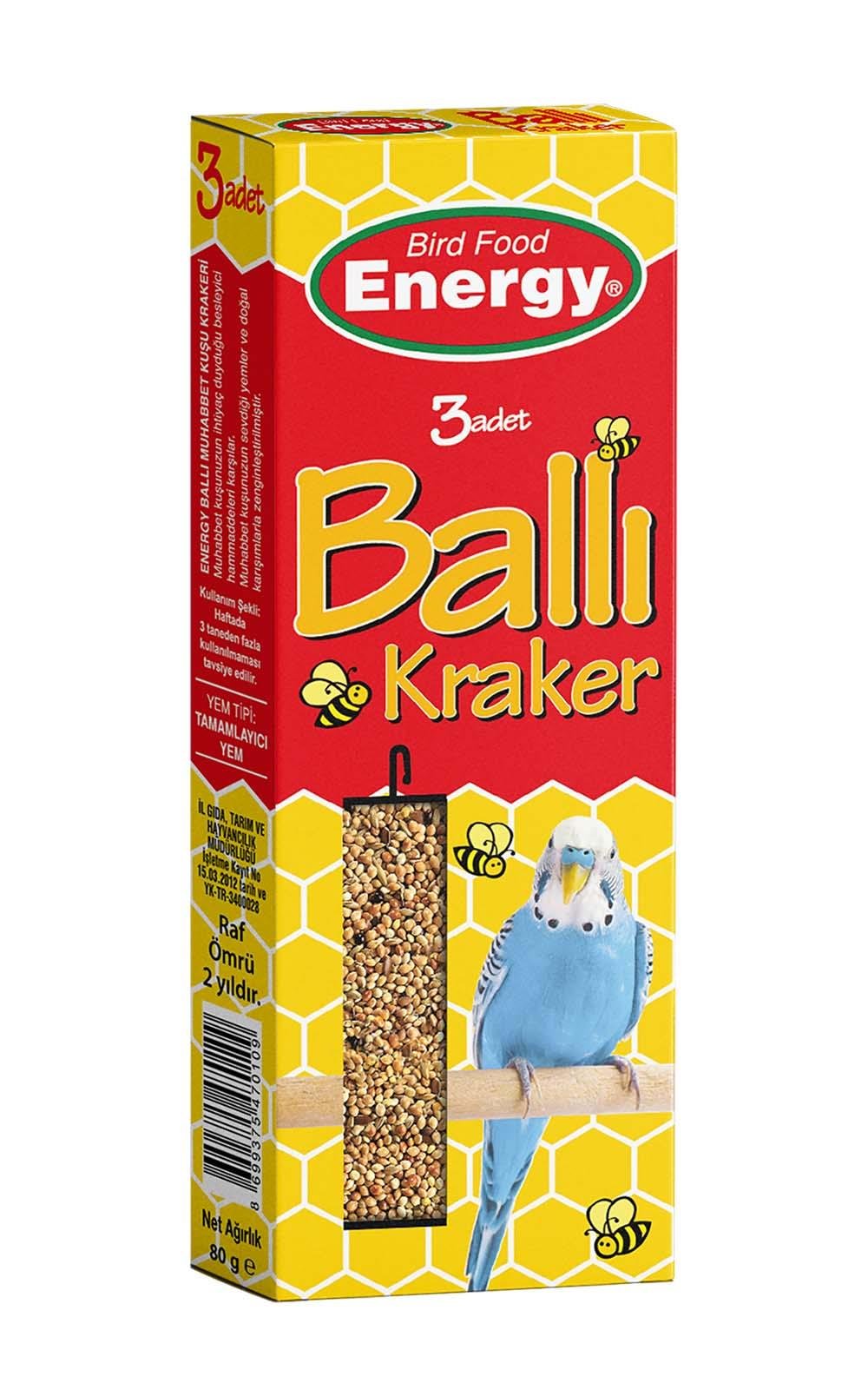 Energy 3'lü Ballı Muhabbet Kuşu Krakeri