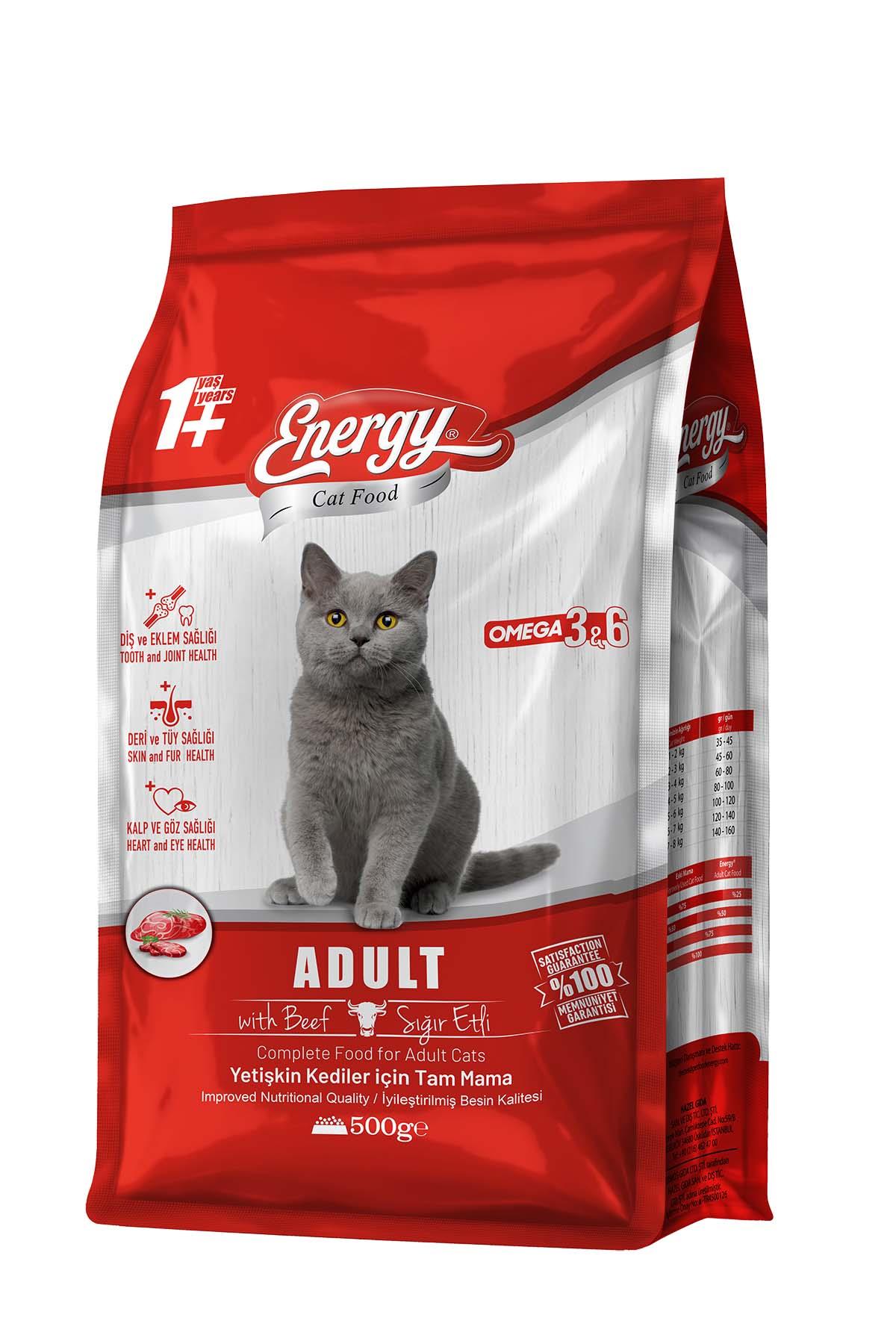 ENERGY SIĞIR ETLİ YETİŞKİN KEDİ MAMASI 500 GRAM 6 ADET